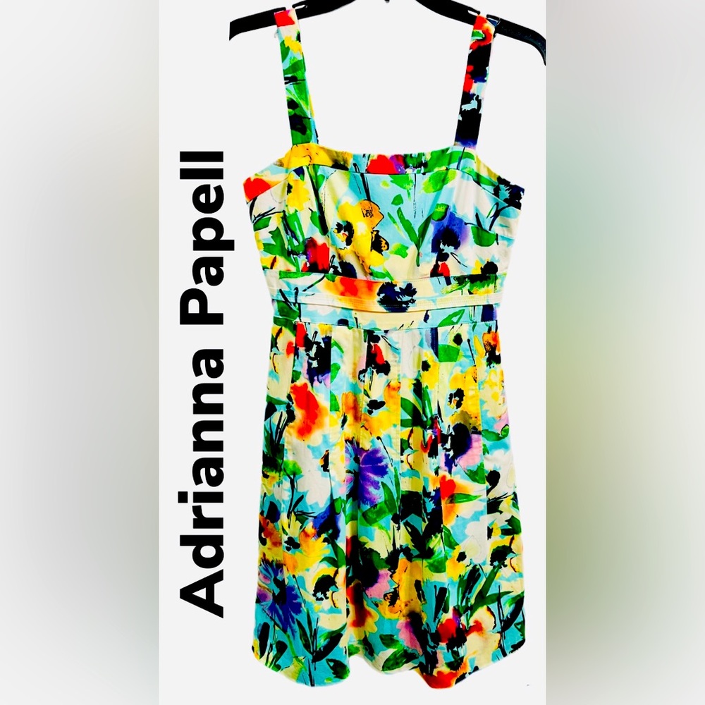 Adrianna Papell multi colored watercolor floral-sheath dress